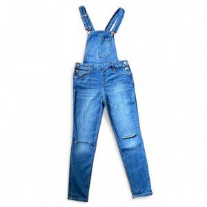 Size 11 Blue denim overalls with distressed details